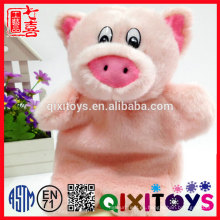 Juguete de peluche de estilo de diseño realista, títere de mano de felpa de cerdo rosado para niños